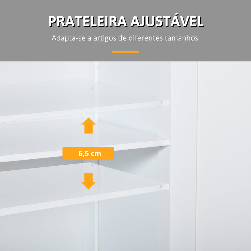 Armário Auxiliar Casa de Banho Móvel Auxiliar de Casa de Banho com 2 Gavetas 2 Portas e Prateleira Ajustável Estilo Moderno para Duche Dormitório 60x30x75cm Branco