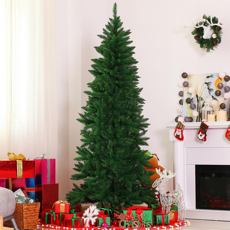 Árvore de Natal Artificial 210cm Ignífugo com 631 Ramos de PVC e Suporte de Metal Decoração de Natal para Interiores Fácil de Montar Verde