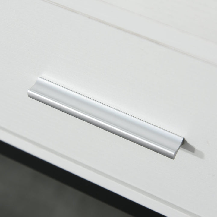 Consola Mesa de Entrada 120x34x81cm com 2 Gavetas e Pés Ajustáveis Móvel de Entrada de Estilo Moderno para Corredor Entrada Branco e Preto