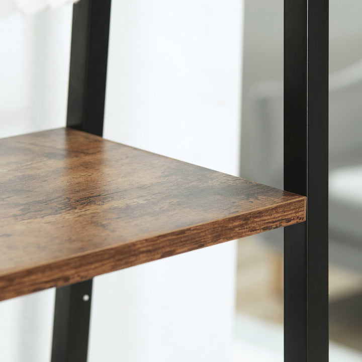 Estante de Estilo Industrial em Forma de Escada com 5 Prateleiras com Estrutura de Metal para Sala de Estar Dormitório Cozinha Escritório 56x34x160cm Marrom Rústico