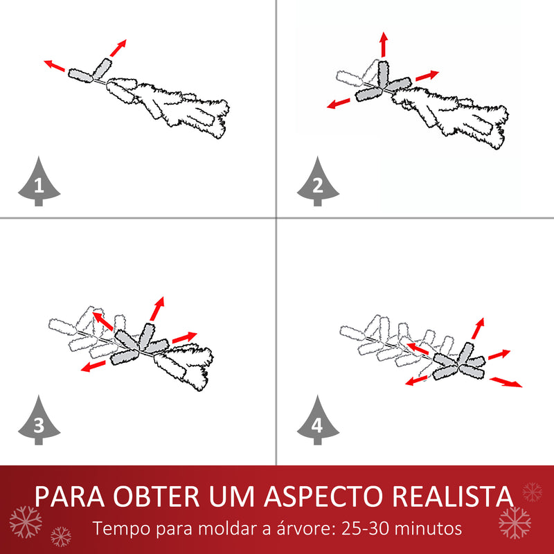 Árvore de Natal Artificial Altura 180cm com 380 Ramos de Folhas de PVC Ignífugos Base Dobrável e Suporte Metálico Decoração de Natal para Interiores Ø56x180cm Verde