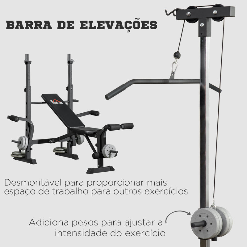 Banco de Pesos Multi Funcional Banco de Musculação Ajustável em 6 Posições para Treinamento de Corpo Inteiro em Ginásio Casa Carga Máxima 150kg 180x134x200cm Prata e Preto