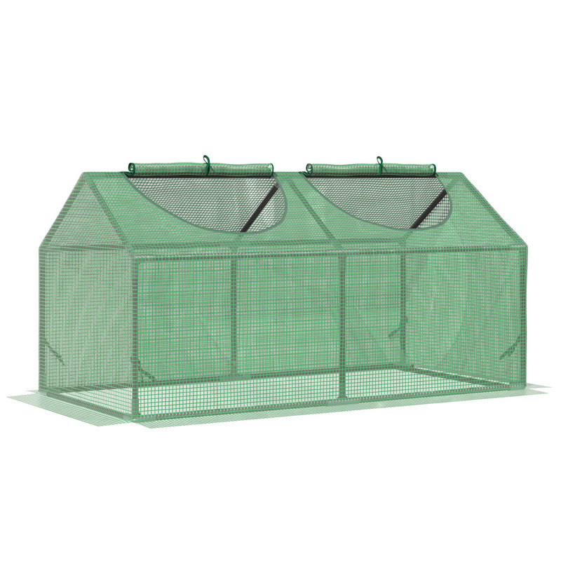 Estufa 119x60x60cm Estufa de Jardim com 2 Janelas Enroláveis para Cultivo de Plantas Verduras Flores Verde Translúcido