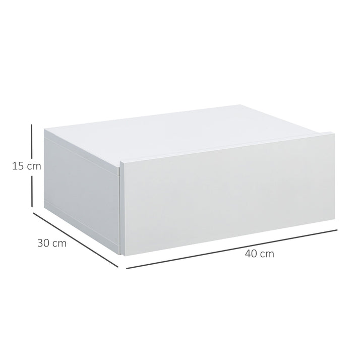 Conjunto de 2 Mesas de Cabeceira com 1 Gaveta Desenho Montado na Parede Estilo Moderno para Dormitório 40x30x15cm Branco