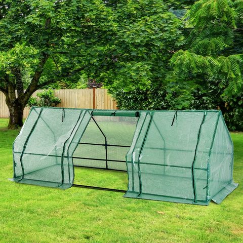 Estufa pequena com janelas - Cor verde - Tubos de aço e PE 140 g / m2 - 270x90x90cm