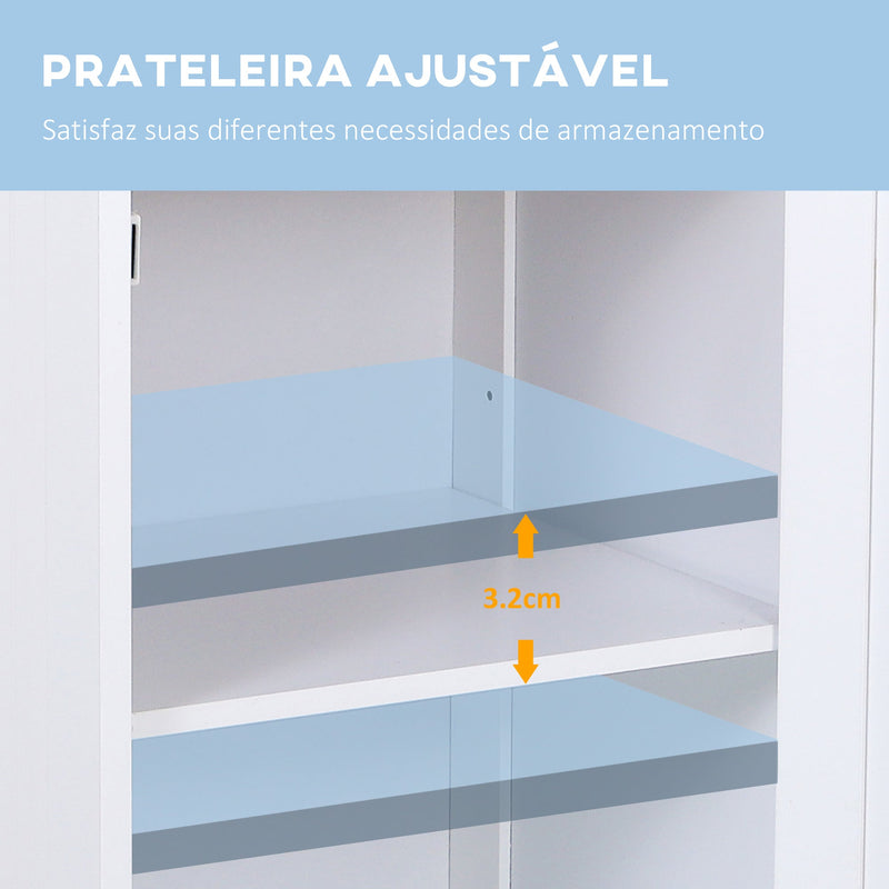 Armário de Casa de Banho com 1 Gaveta 1 Porta e Prateleira Interior Ajustável Móvel Auxiliar de Armazenamento para Sala de Estar Cozinha 43x34x77cm Branco