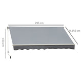 Toldo Manual Retrátil com Manivela 295x245cm Toldo Enrolável Alumínio com Proteção Solar para Janela Portas Balcão Terraço Exterior Cinza