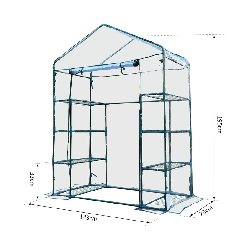 Estufa de jardim Cabana para colheitas Plantas Tomates Flores 143x73x195cm Tampa de tubo de aço PVC