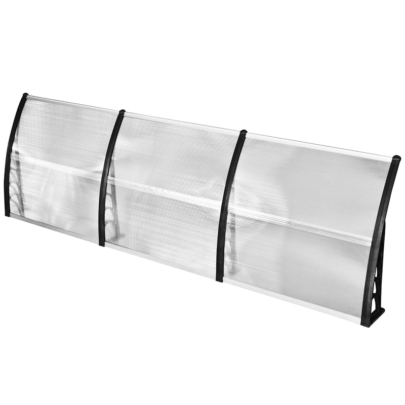 Marquise de proteção solar e chuva para portas de janelas toldo de policarbonato de 5mm Transparente 295x90x25 cm