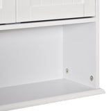 Armário Casa de Banho com 2 Portas Prateleira Interior Ajustável e Compartimento Aberto Móvel Auxiliar Suspenso Multiúso para Cozinha 60x20x70,5cm Branco