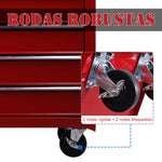 Carro de Ferramentas com 5 gavetas e 4 rodas Vermelho Aço 67,5x33x77 cm