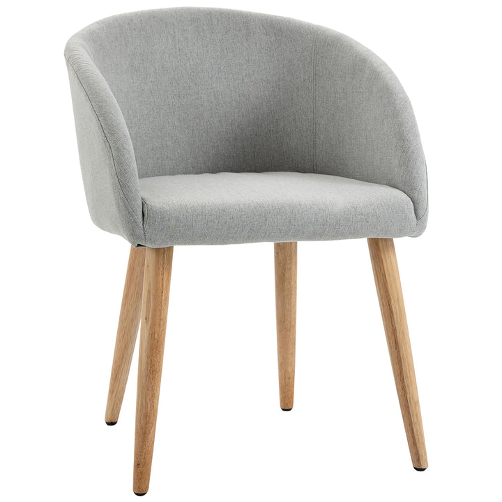 Cadeira Sala de Jantar Estofada em Linho Sintético Transpirável com Assento Acolchoado e Pés de Madeira Cadeira Moderna para Sala de Estar Dormitório 55x58x74cm Cinza