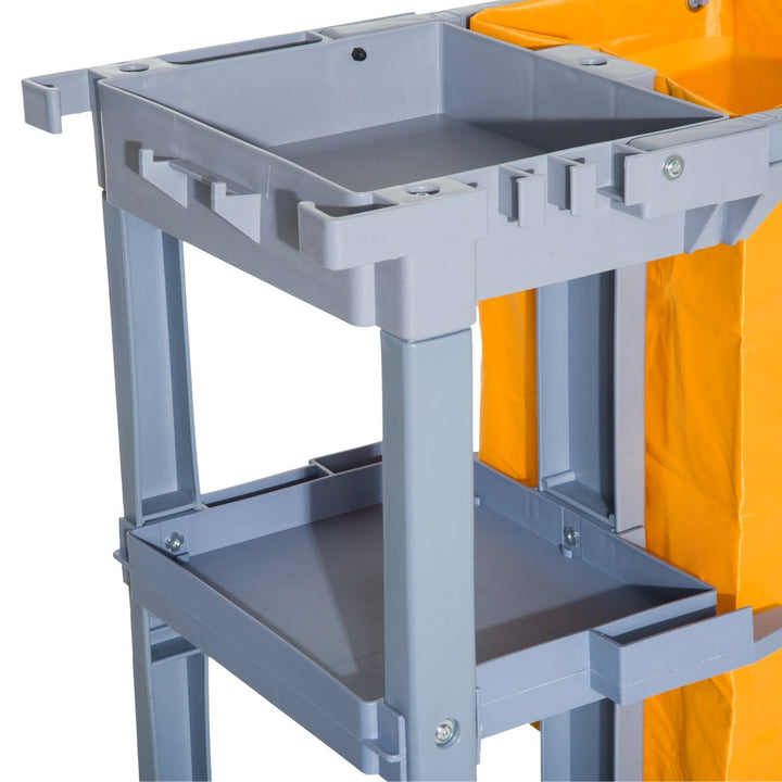 Carrinho de Limpeza com Saco 100L Profissional e Multifuncional para Colectividades Hostal do Hotel com 3 Bandejas e 1 Plataforma 113x50.5x96.5cm