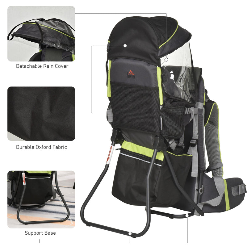 Mochila porta bebês dobrável Ergonômico para bebês acima de 6 meses Carga 18 kg 38x77x87,5cm Verde