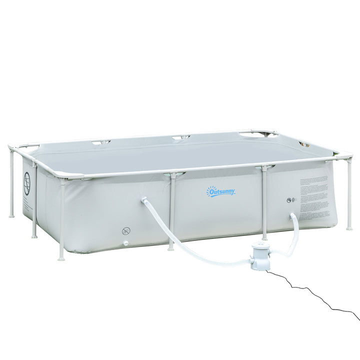 Piscina Desmontável Tubular 252x152x65cm com Depuradora de Cartucho Piscina Retangular de Exterior para Adultos e Crianças 3600L Cinza