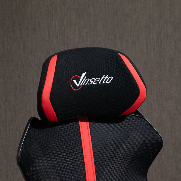 Cadeira de Gaming com Apoio para os Pés Retrátil Cadeira de Escritório Reclinável com Apoio para a Cabeça e Altura Ajustável 65x65x119-129cm Preto e Vermelho