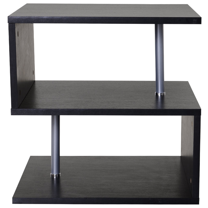 Mesa de centro de sala de jantar de forma S com 2 Níveis Abertos Elegante 50x50x50 cm Preto