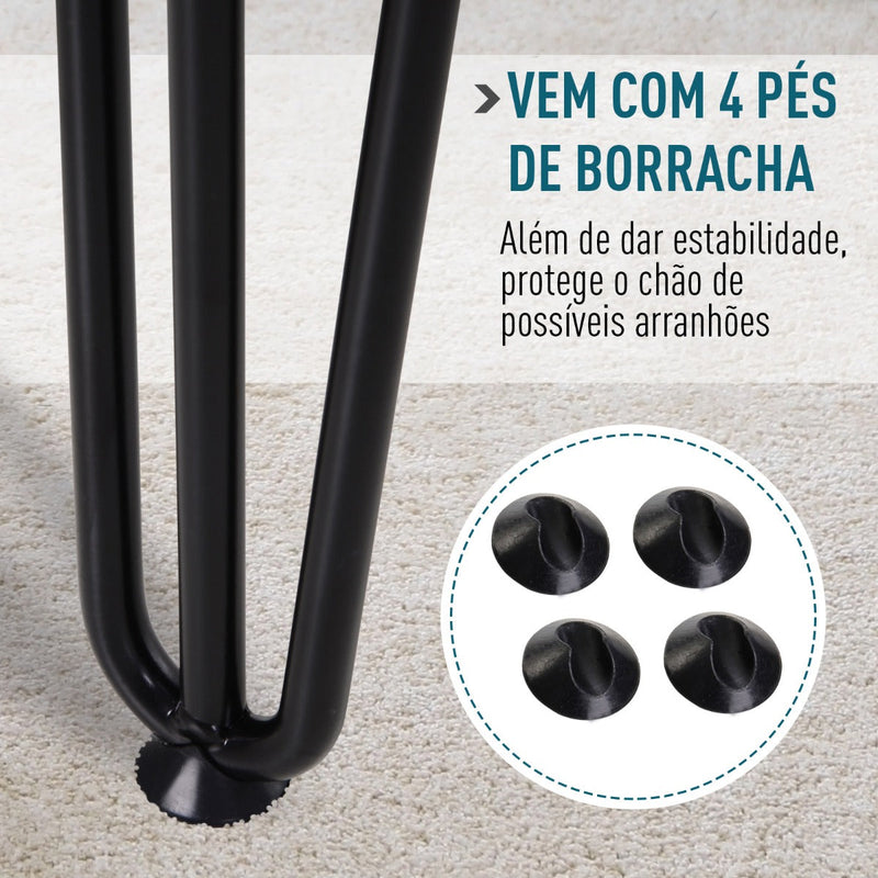 Pernas de mesa tipo pernas de garfo de 4 peças 3 hastes Pés de aço resistentes para móveis com protetores pretos Acessórios incluídos 12x12x71cm