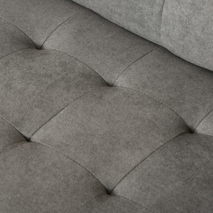 Sofá de 3 lugares acolchoado com 3 almofadas e apoios de braço Espaço de armazenamento Estilo moderno para sala de estar Quarto 166,5x62x82 cm cinza