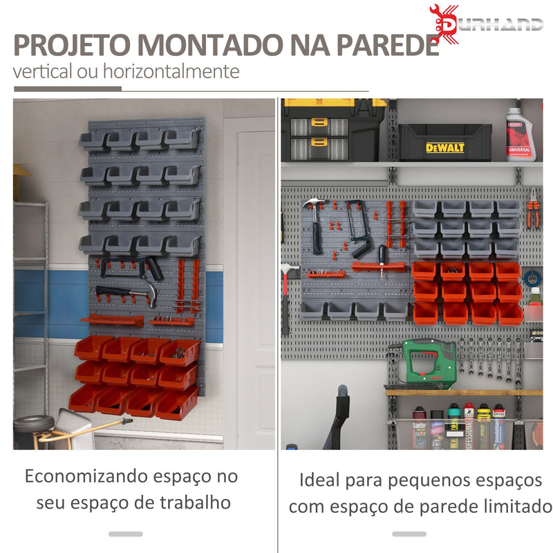 Organizador de ferramentas com caixas e ganchos 63,5x22,5x95,5cm cinza e vermelho