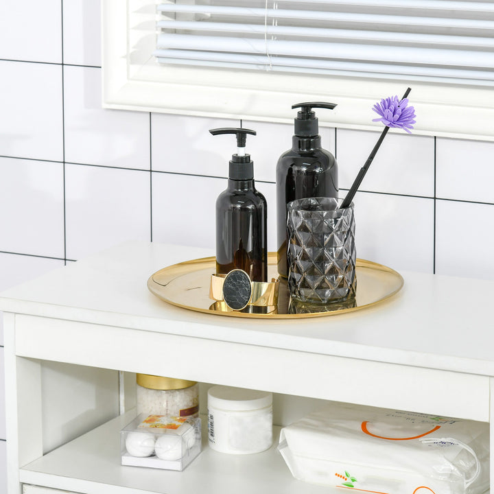 Armário para Casa de Banho com 2 Portas Prateleira Interior Ajustável e Compartimento Aberto Móvel Auxiliar de Armazenamento para Sala de Estar Cozinha 60x30x80cm Branco