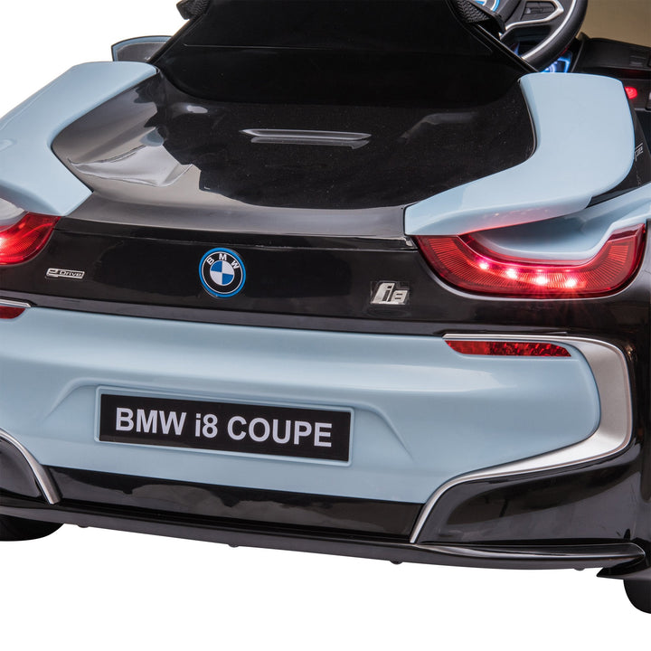 Carro elétrico BMW I8 COUPE com licença para crianças de +3 anos Bateria 6V Controle Remoto e Manual com Buzina Música MP3 e Faróis 115x72,5x46 cm Azul