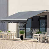 Toldo Manual Retrátil com Manivela 295x245cm Toldo Enrolável Alumínio com Proteção Solar para Janela Portas Balcão Terraço Exterior Cinza