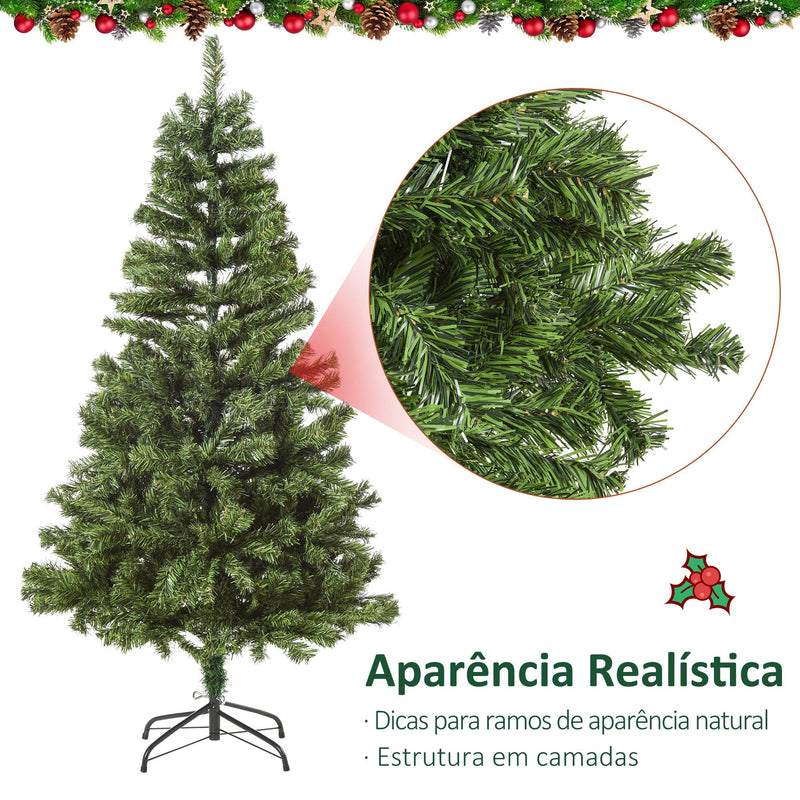 HOMCM Árvore de Natal artificial com 490 ramos 170 luzes LED Estrutura articulada com base dobrável de metal para interior F75x150 cm Verde