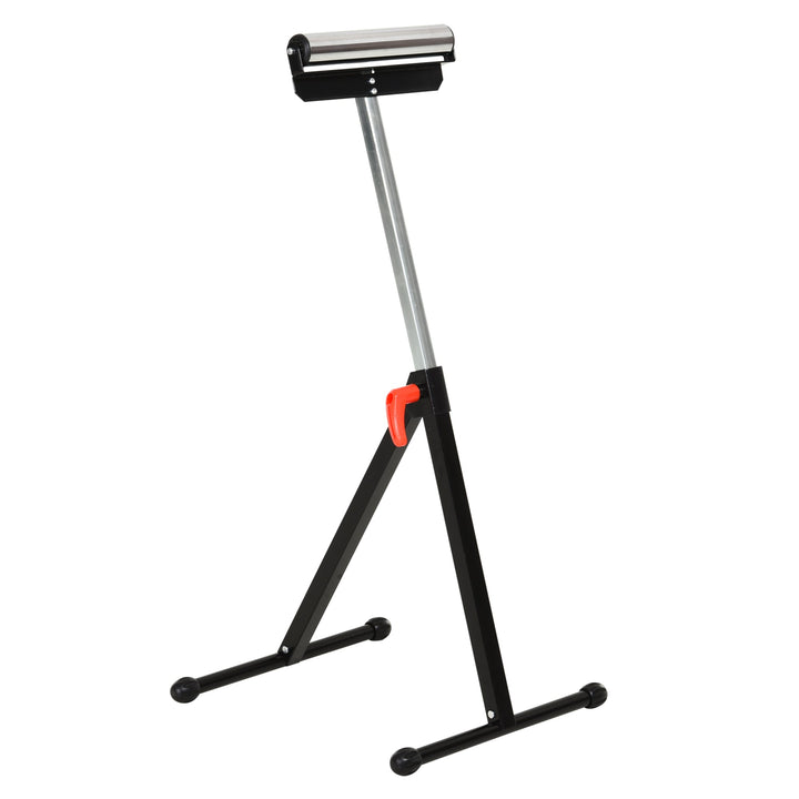 Cavalete Telescópico com Rolo Dobrável e Altura Ajustável entre 68-110cm com Manivela de Bloqueio Carga Máx. 60/90kg Preto e Prata