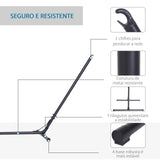 Suporte para rede de jardim ajustável no comprimento 308-380x108x120 cm com bolsa de transporte Estrutura metálica para interior e exterior Máx. 120 kg