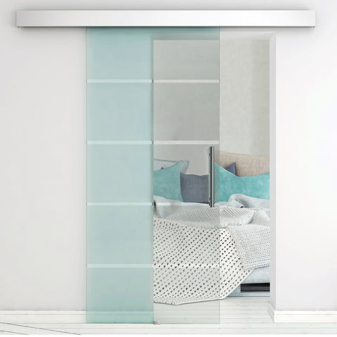 Porta de vidro deslizante Portas interiores Porta de celeiro Estilo celeire 75x210cm