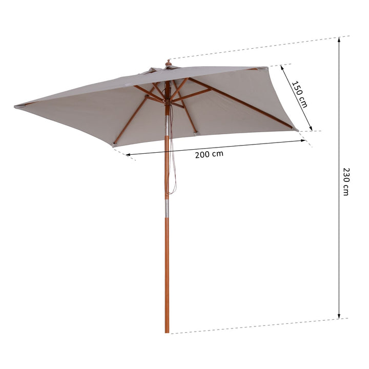 Guarda-sol para jardim Pára-sol Madeira de bambu para pátio Praia Ângulo de inclinação 200x150x230 cm Cinzento
