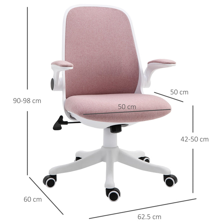 Cadeira de escritório giratória Função de inclinação Altura Ajustável com Carga 120 kg 62,5x60x90-98 cm Rosa