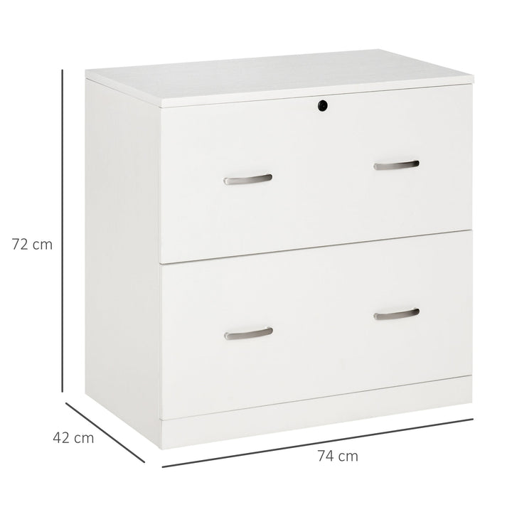 Armário de Arquivos com Gavetas para Escritório para Documentos em Tamanho A4 Fechadura e 2 Chaves para Estúdio Escritório 74x42x72cm Branco
