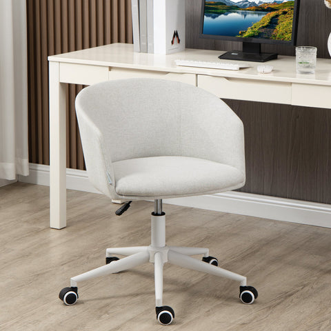 Cadeira de Escritório Operativa com Tecido de Linho Sintético Altura Ajustável Apoio para os Braços 57x56x70-78cm Cinza