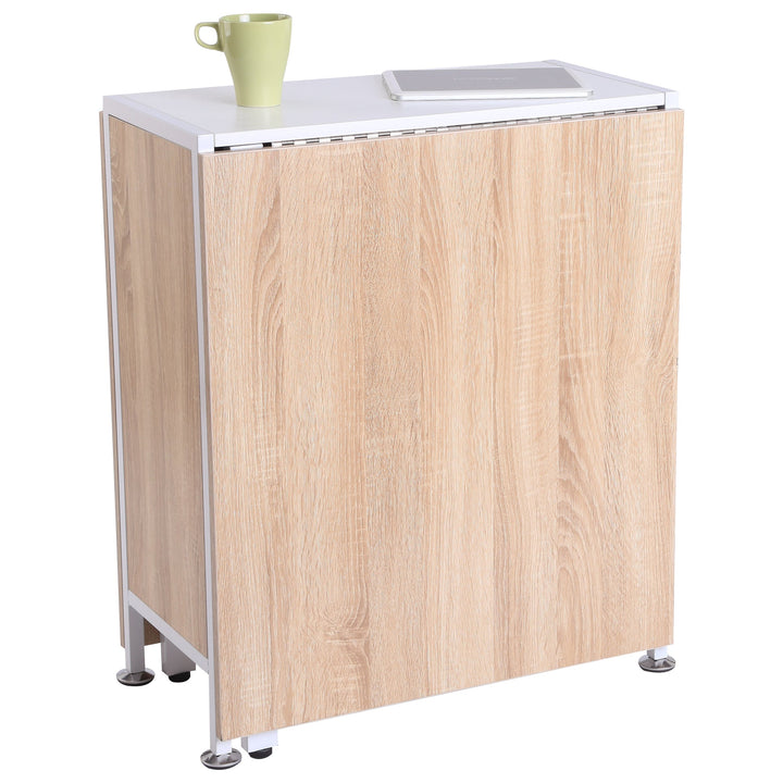Mesa Dobrável com 4 Prateleiras para sala de Jantar Economiza Espaço 169x62x75 cm Madeira