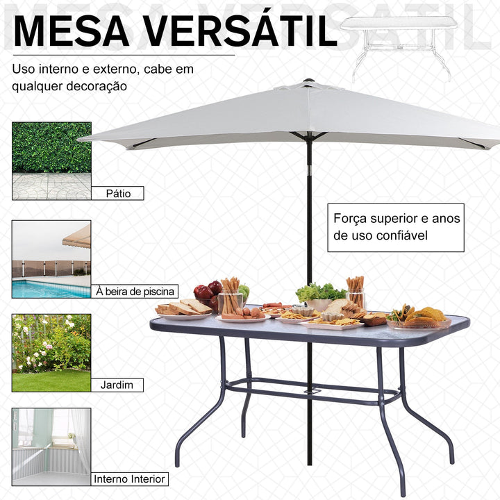 Mesa de exterior retangular com furo 140x80x70cm Cinza carvão