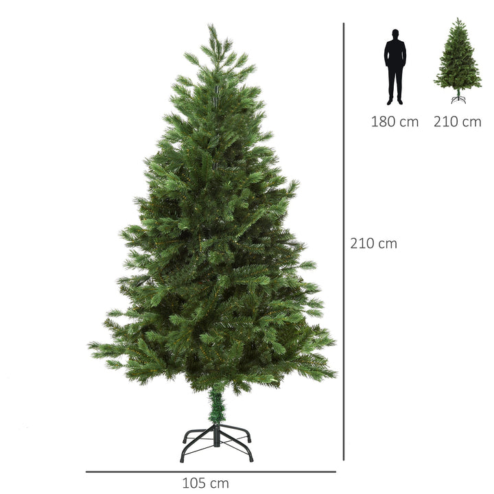 Árvore Artificial de Natal com Base Dobrável 934 Galhos PE e PVC Árvore de Natal Decorativa para Exterior Interior Ø105x210cm Verde