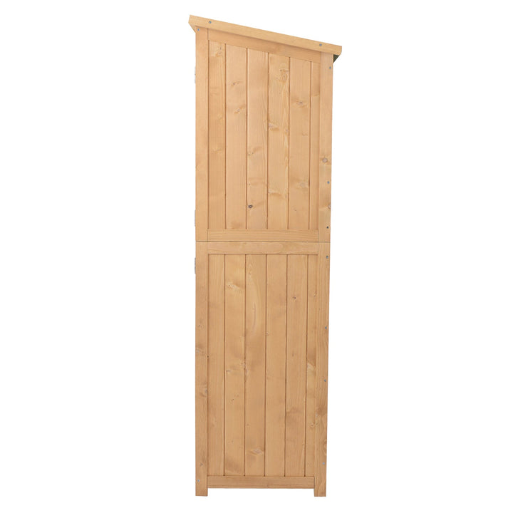 Armário Ferramentas de Jardinagem Duas Portas Teto Impermeável Compartimentos de Tamanhos Diferentes 127,5x50x164cm Madeira Maciça