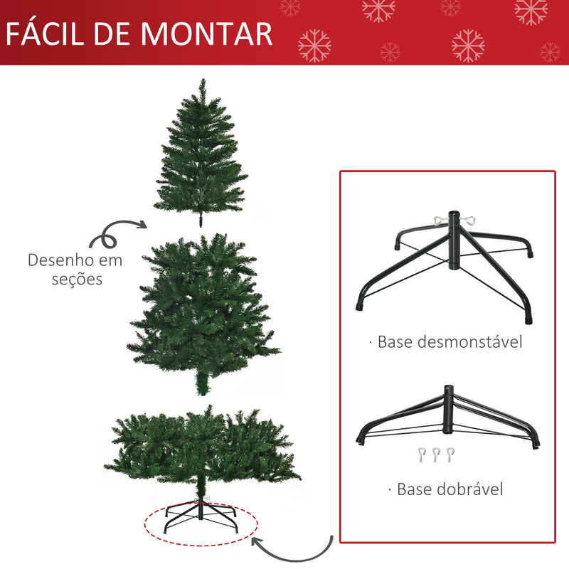 Árvore de Natal Artificial 240cm Ignífuga com 1499 Ramas com 2 Tipos de Pontas de PVC e Base de Aço Decoração de Natal para Interiores Verde