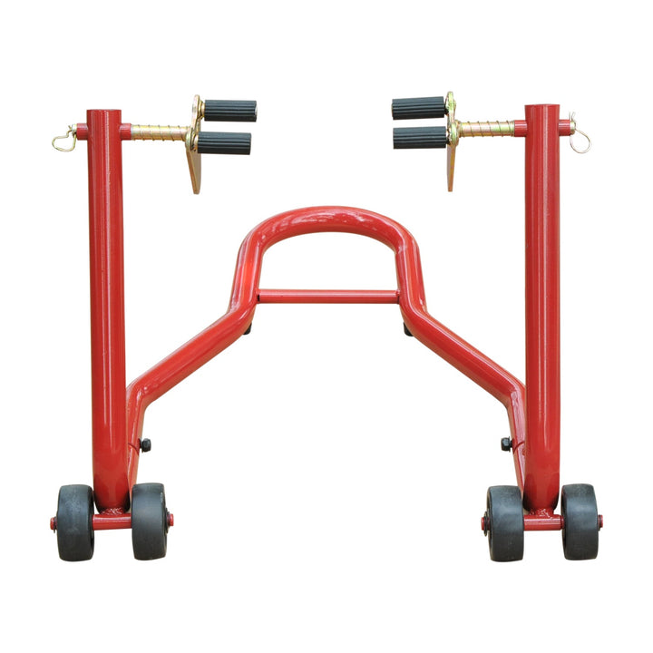 Cavalete Universal tipo Suporte Dianteiro de Mota Portátil e Móvel – Cor Vermelho – Aço – 80x50x40 cm