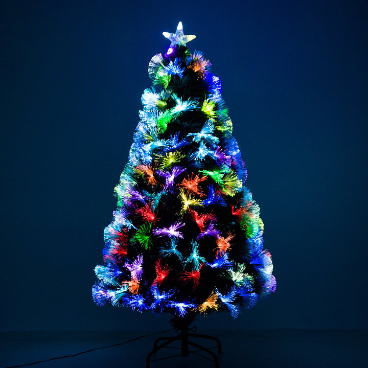 Árvore de Natal, Altura 120 cm + Estrela e Fibra Ótica de 7 Cores Árvore Artificial F 66x 120 cm