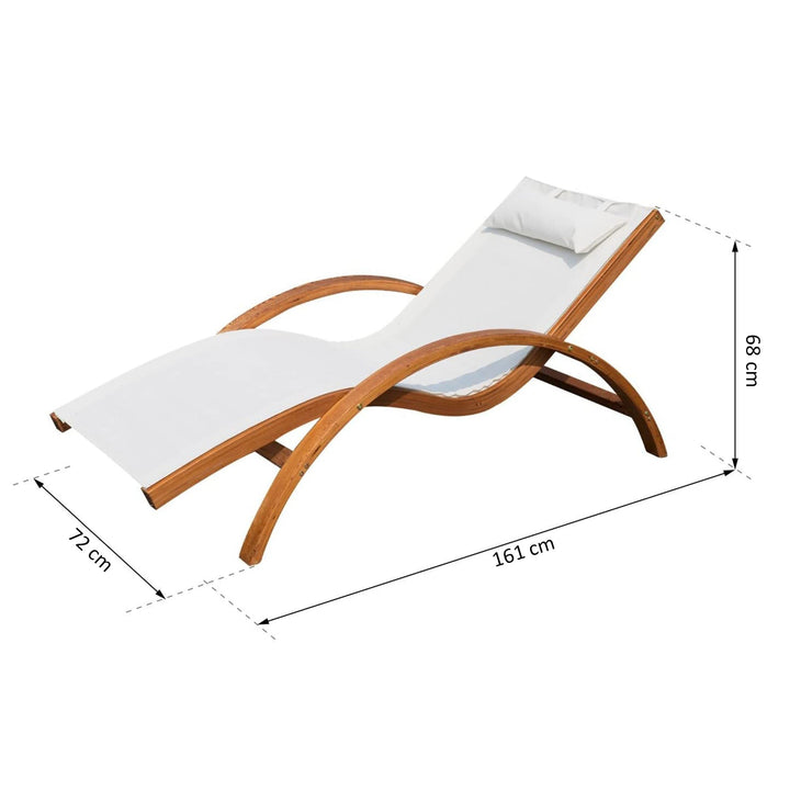 Espreguiçadeira para jardim terraço e piscina - cor branca - madeira -165x72x70cm