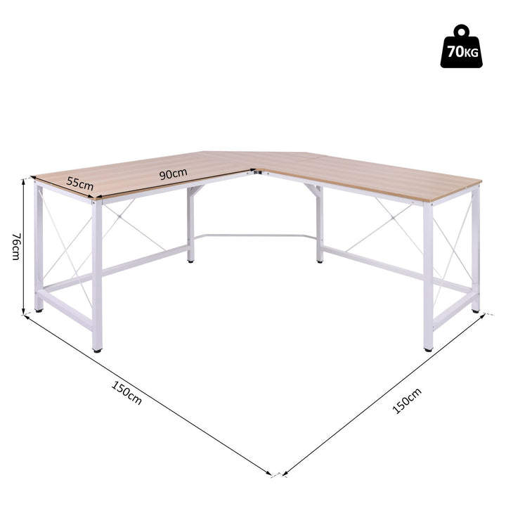 Mesa de computador PC Mesa de escritório formulário de tabela de canto L Armação de Aço 150x150x76cm