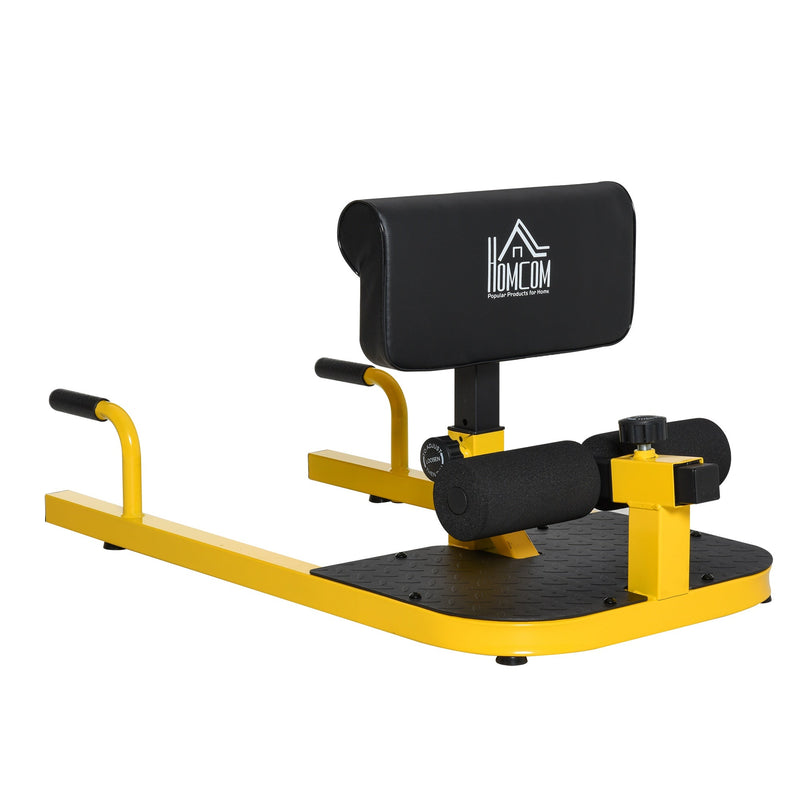 Sissy Squat 3 em 1 Máquina de Agachamento para Exercícios de Abdominais Flexões Agachamentos 50x97x56,5cm Preto e Amarelo