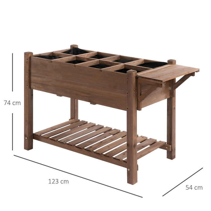 Jardim urbano com prateleiras floreira de madeira maciça elevada Ervas 123x54x74 cm Castanho