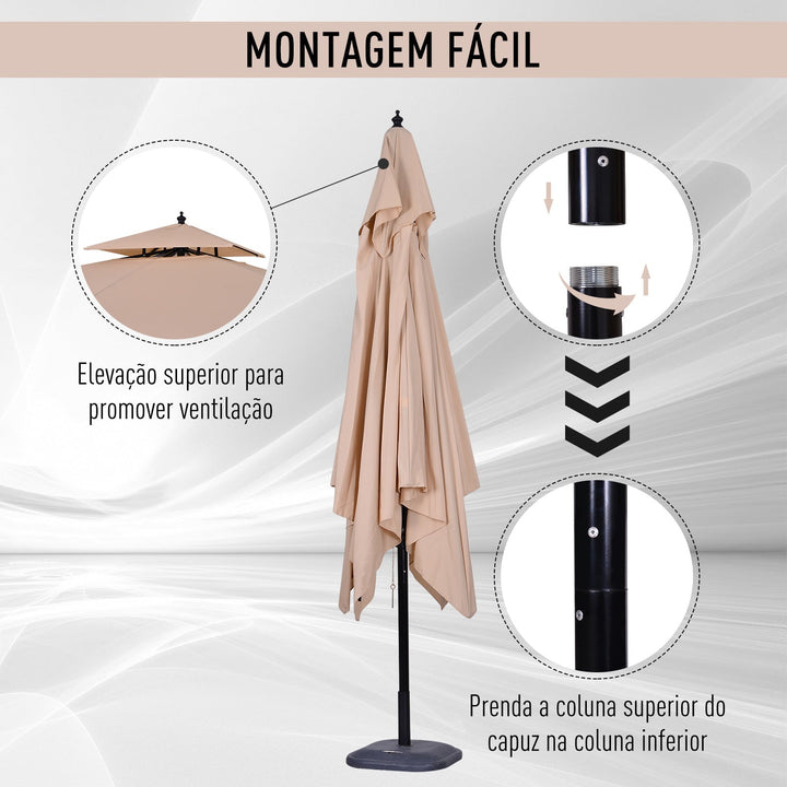 Guarda-sol para terraços de jardim ou cantina Cobertura a 2 alturas 300x300x297 cm Marfim