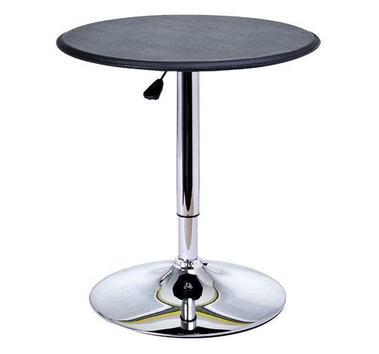 Mesa de Bar Redonda ajustável em altura hidráulica Pub Vinil Preto Ø63x(67-93) cm