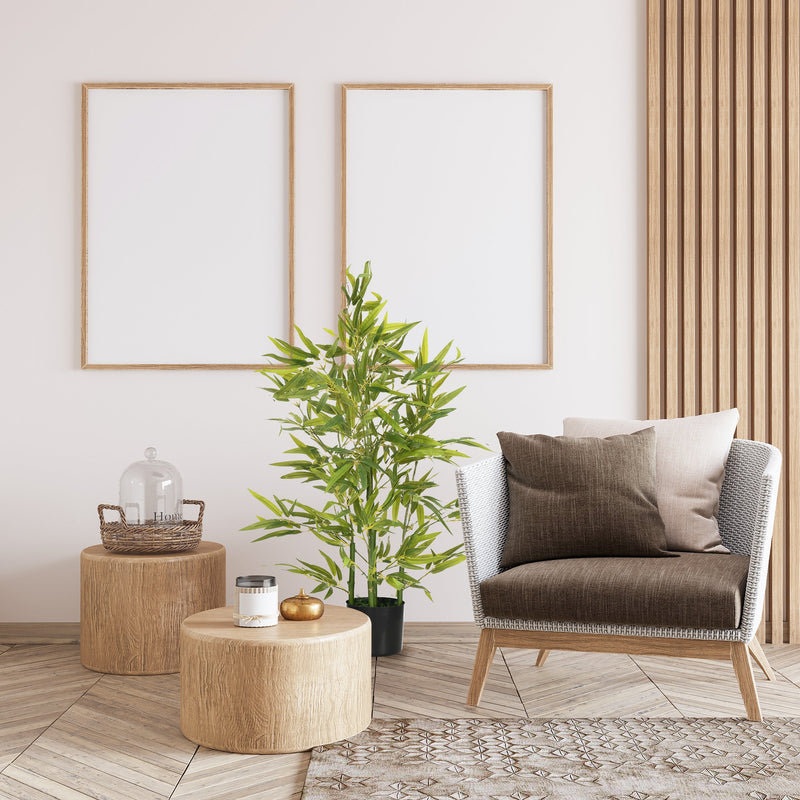 Planta Artificial de Bambu com Vaso 90cm Bambu Artificial com 504 Folhas Realistas Decoração para Sala de Estar Exterior Ø15x90 cm Verde