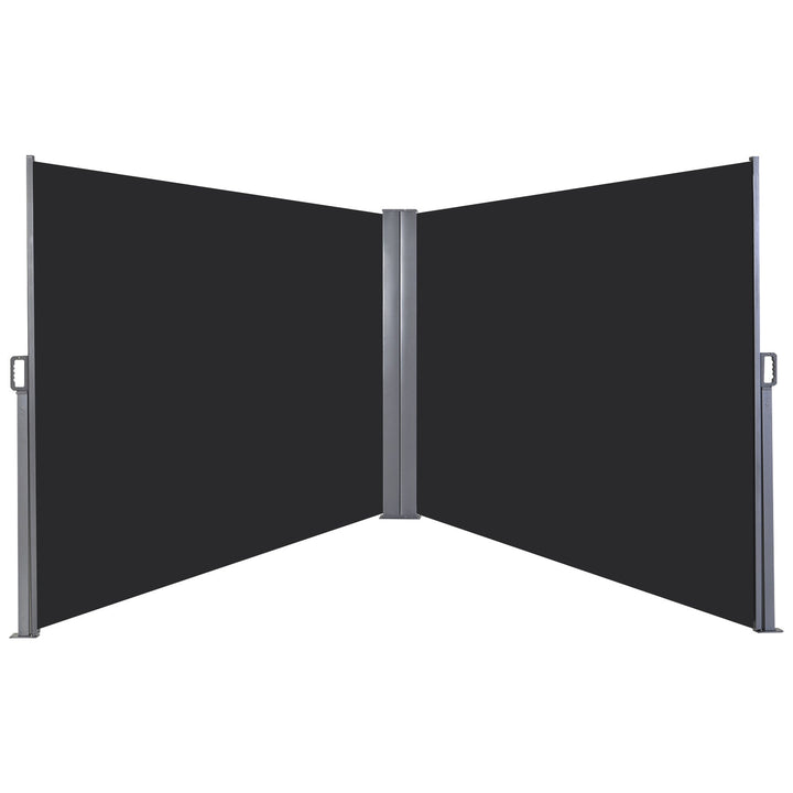 Toldo Lateral Retrátil 600x160cm Toldo de Privacidade Extensível com Ângulo Ajustável e Proteção UV+50 para Jardim Balção Terraço Cinza